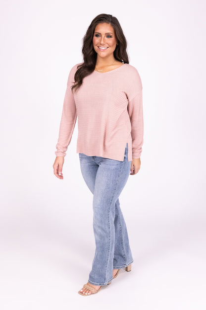 Women's V-Neck Textured Sweater