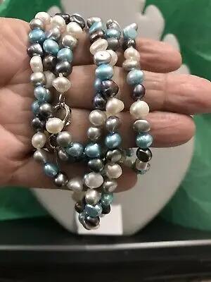 COASTAL OCEAN BLUE FRESH WATER PEARL NECKLACE