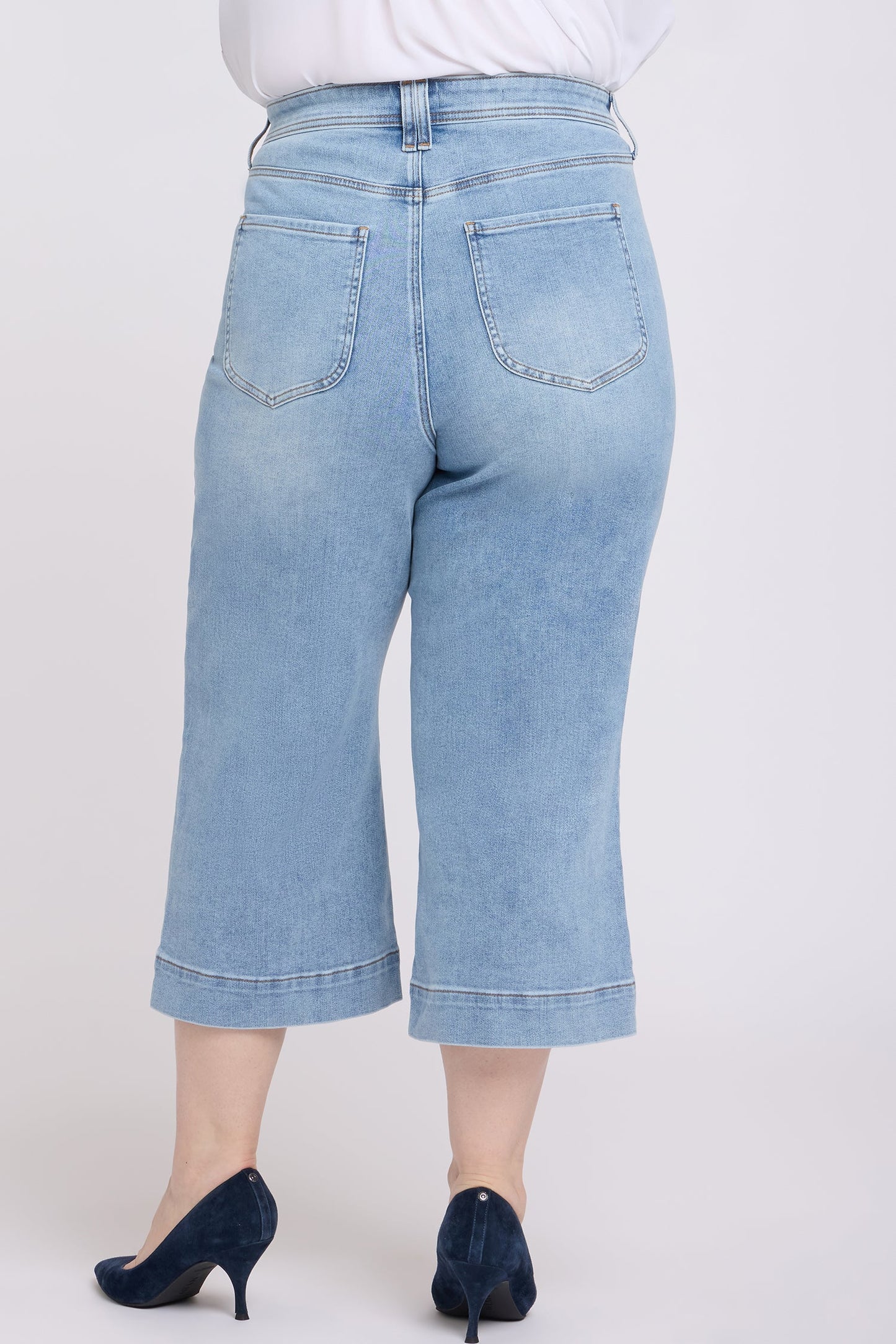 Brigitte Wide Leg Capri Jeans In Plus Size - Mist Springs