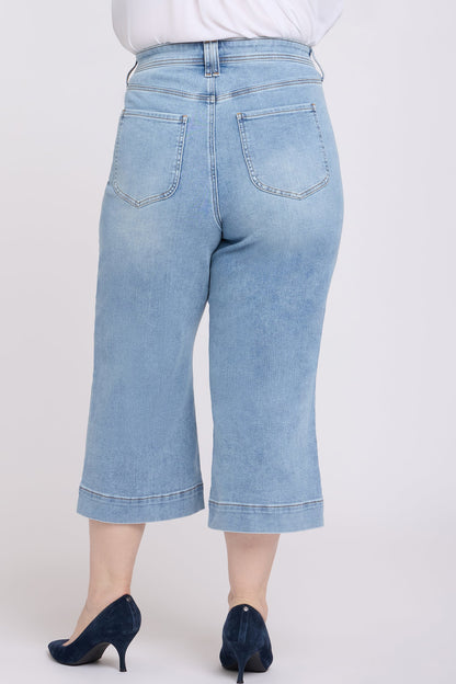 Brigitte Wide Leg Capri Jeans In Plus Size - Mist Springs