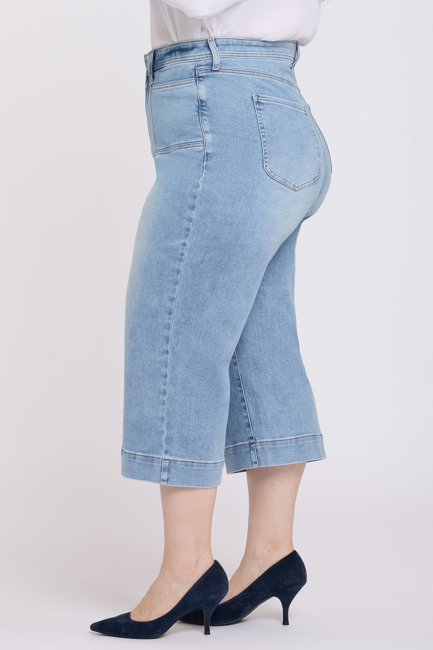 Brigitte Wide Leg Capri Jeans In Plus Size - Mist Springs