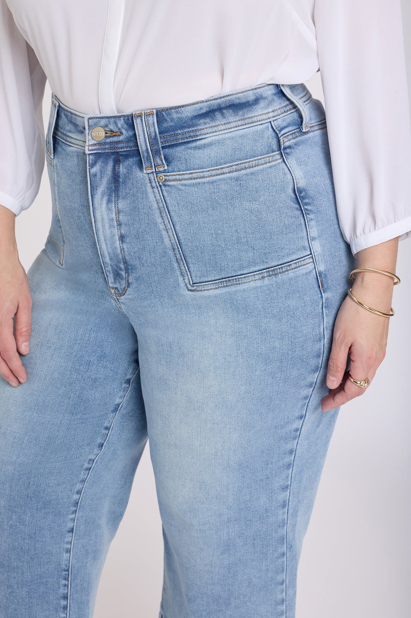 Brigitte Wide Leg Capri Jeans In Plus Size - Mist Springs