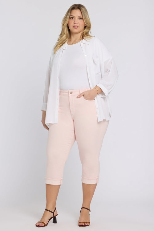 Marilyn Straight Crop Jeans In Plus Size - Pink Dogwood