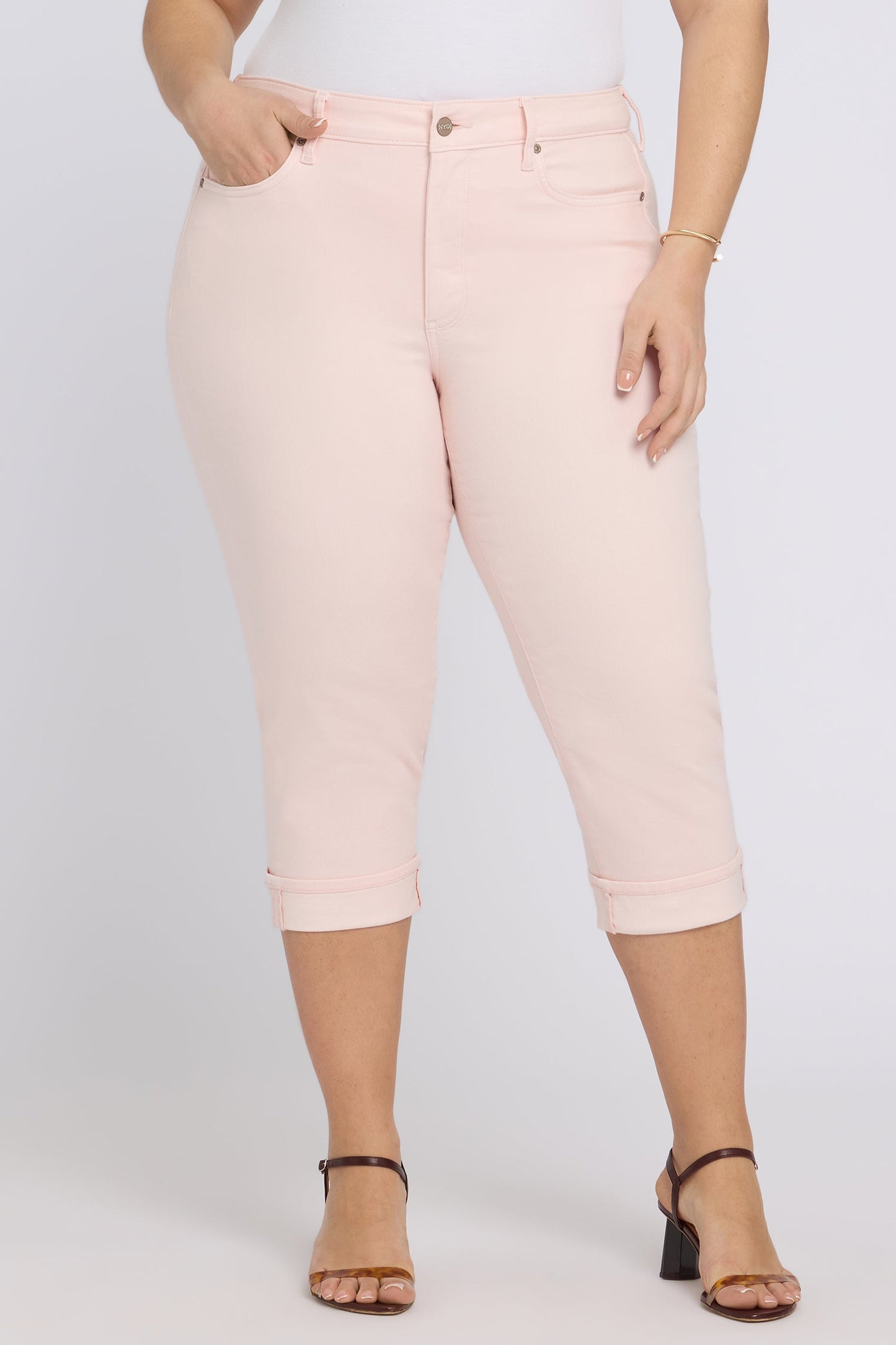 Marilyn Straight Crop Jeans In Plus Size - Pink Dogwood