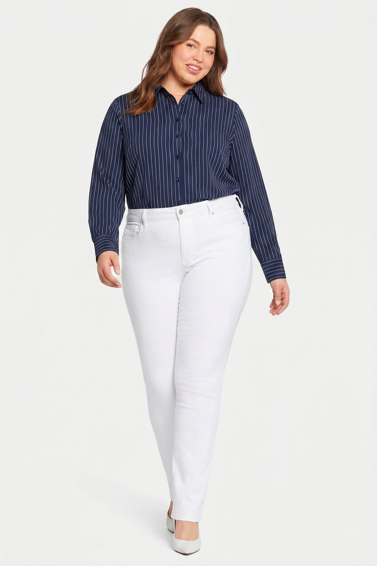Marilyn Straight Jeans In Plus Size - Optic White