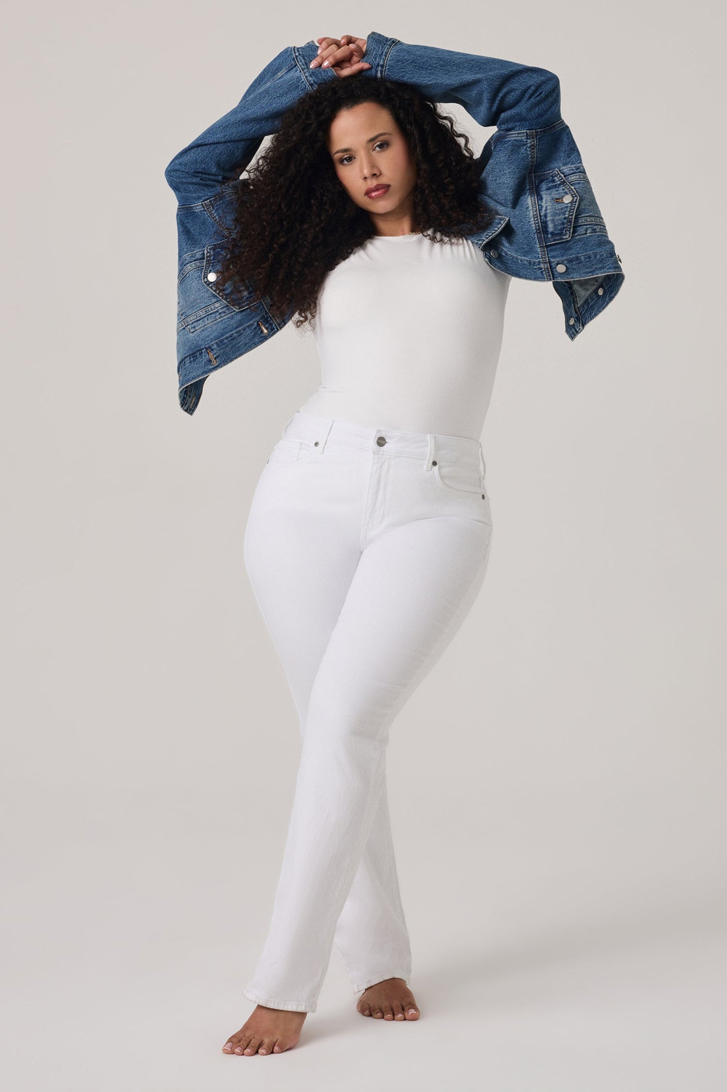Marilyn Straight Jeans In Plus Size - Optic White
