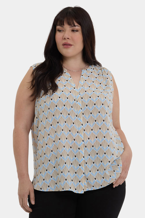 Sleeveless Pintuck Blouse In Plus Size - Cabo Punta