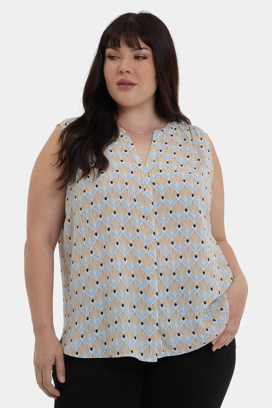 Sleeveless Pintuck Blouse In Plus Size - Cabo Punta