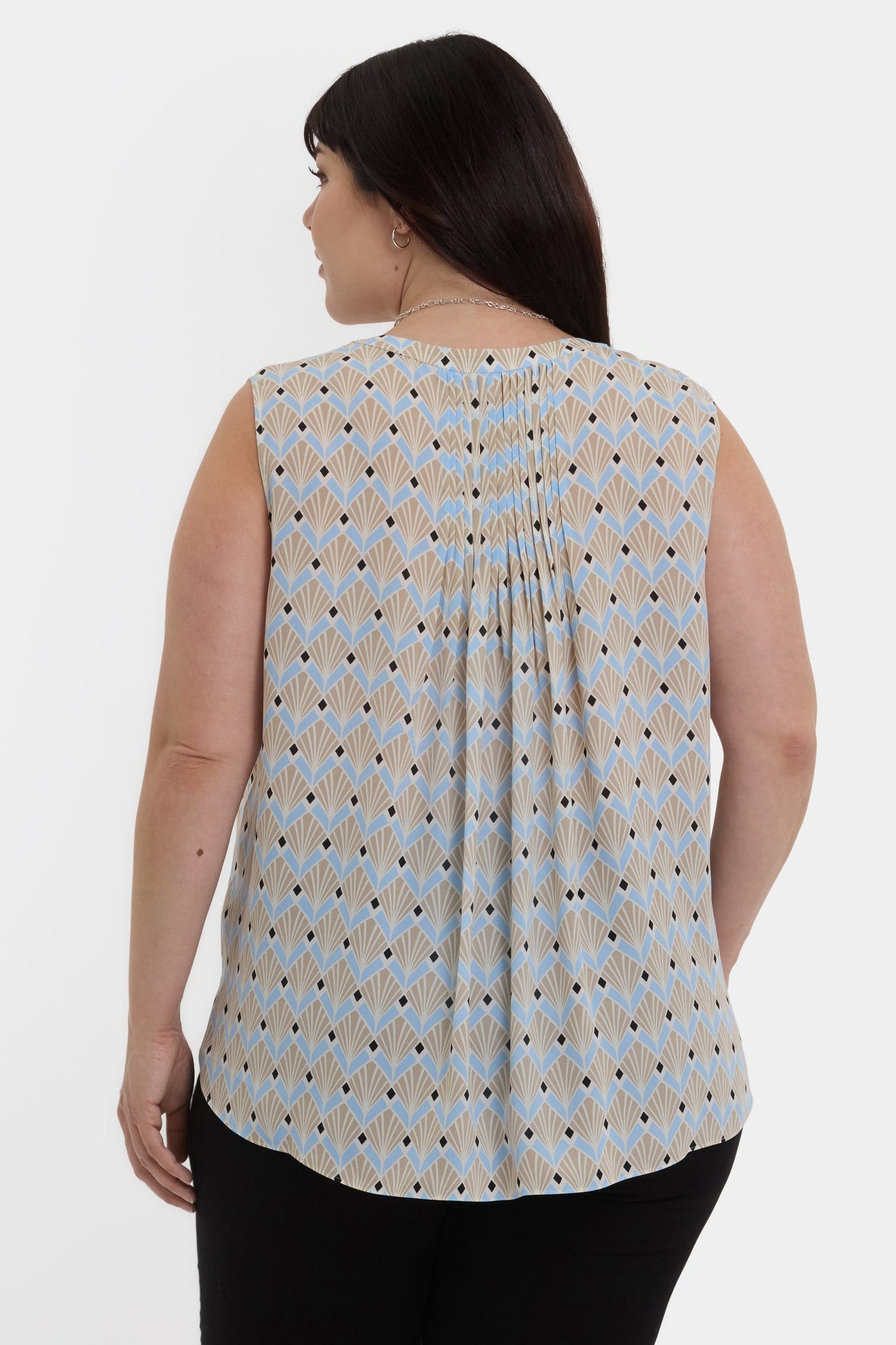 Sleeveless Pintuck Blouse In Plus Size - Cabo Punta