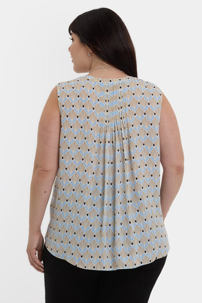 Sleeveless Pintuck Blouse In Plus Size - Cabo Punta