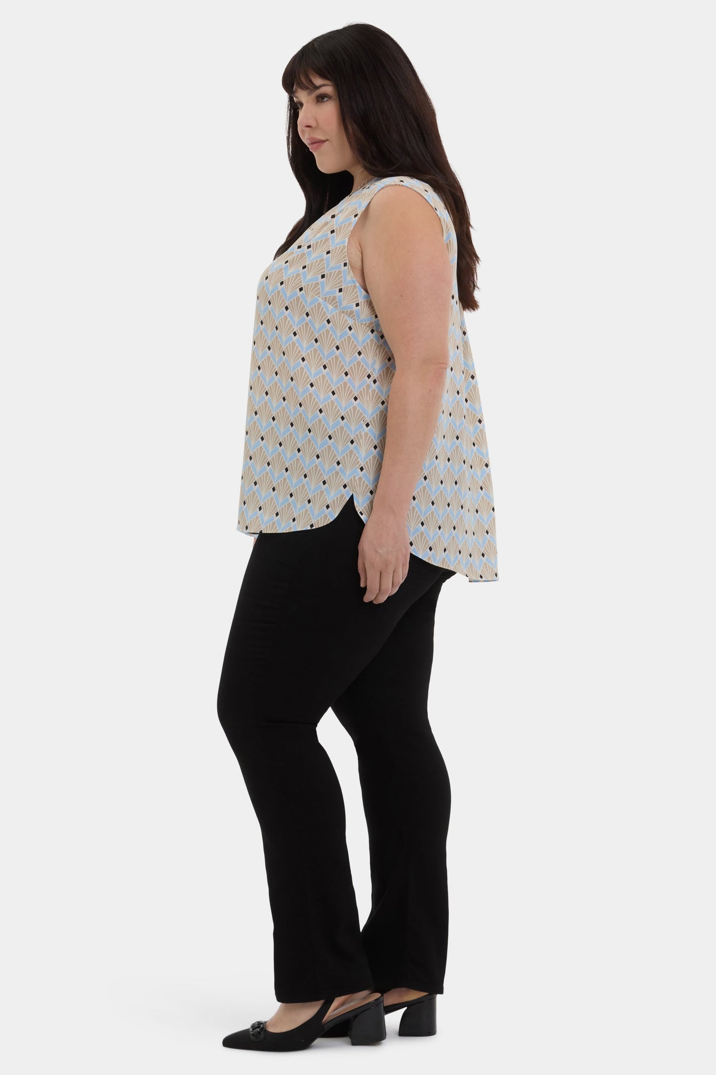 Sleeveless Pintuck Blouse In Plus Size - Cabo Punta