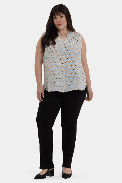 Sleeveless Pintuck Blouse In Plus Size - Cabo Punta