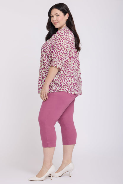 Pleated Short Sleeved Blouse In Plus Size - Sandcastles