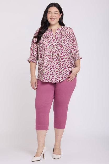 Pleated Short Sleeved Blouse In Plus Size - Sandcastles