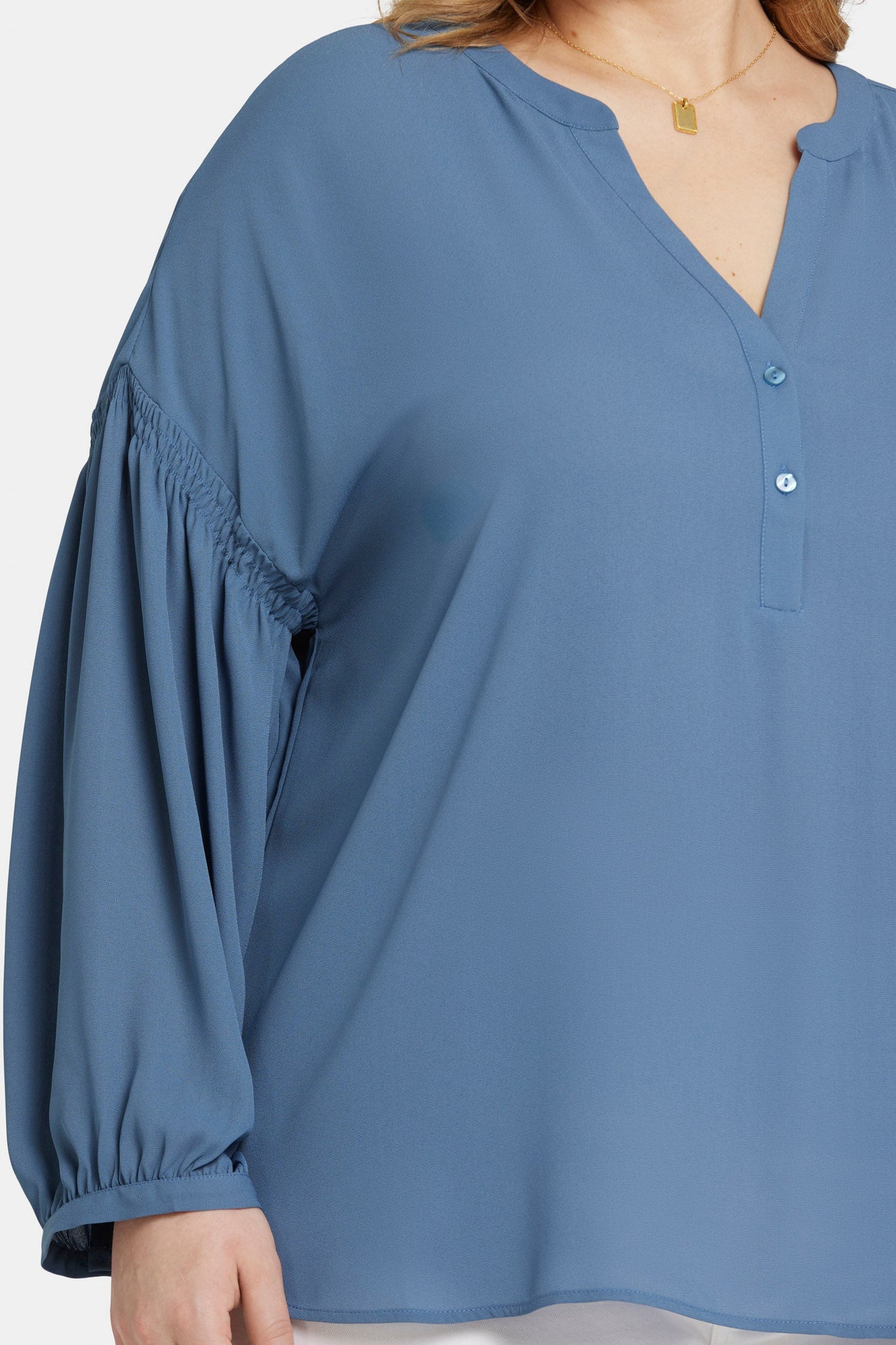 Paulina Peasant Blouse In Plus Size - Blue Stone