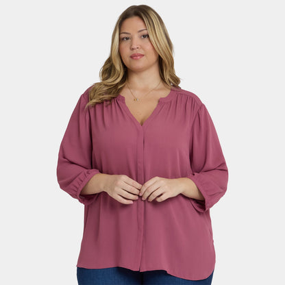 Pintuck Blouse In Plus Size - Vintage Rose