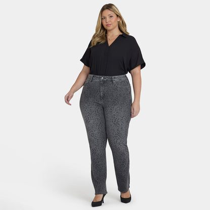 Marilyn Straight Jeans In Plus Size - Grey Daniela Ditsy