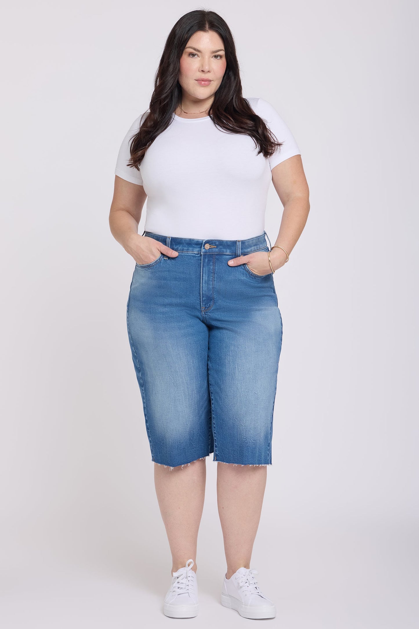 Kristie '80s Bermuda Denim Shorts In Plus Size - Pacifica