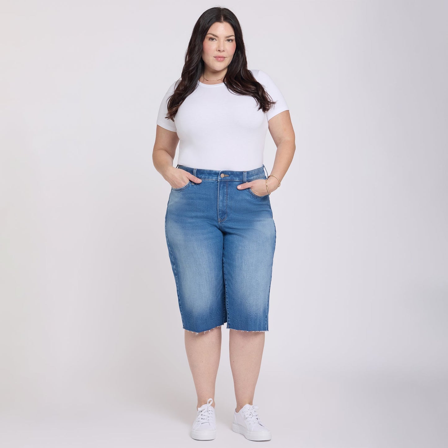 Kristie '80s Bermuda Denim Shorts In Plus Size - Pacifica