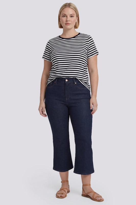 Monica Kick Flare Crop Jeans In Plus Size - Magical