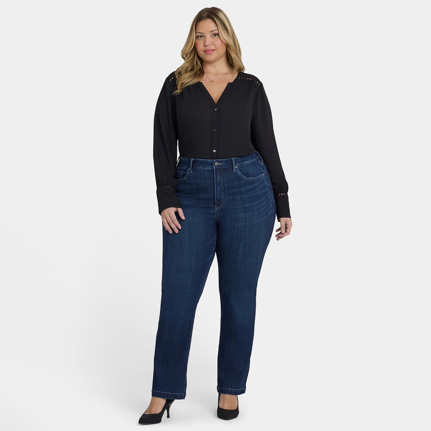 Teresa Wide Leg Jeans In Plus Size - Ink Skyline