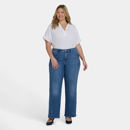 Teresa Wide Leg Jeans In Plus Size - Romantic Indigo