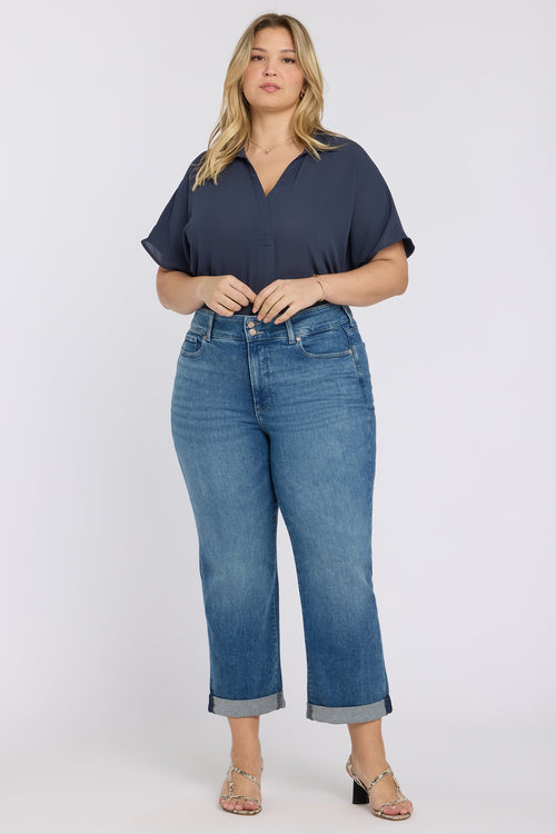 Bailey Relaxed Straight Crop Jeans In Plus Size - Breezy Palms