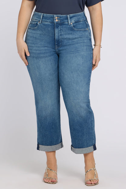 Bailey Relaxed Straight Crop Jeans In Plus Size - Breezy Palms