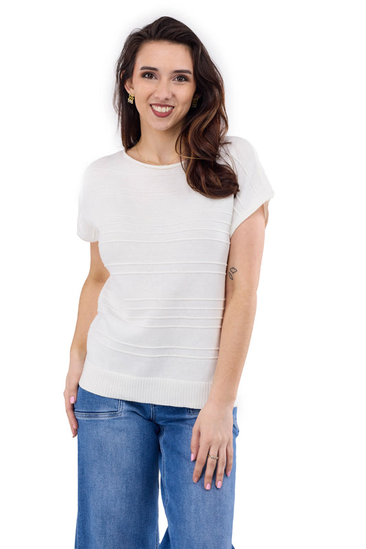 Women's Ribbed Short Sleeve Sweater