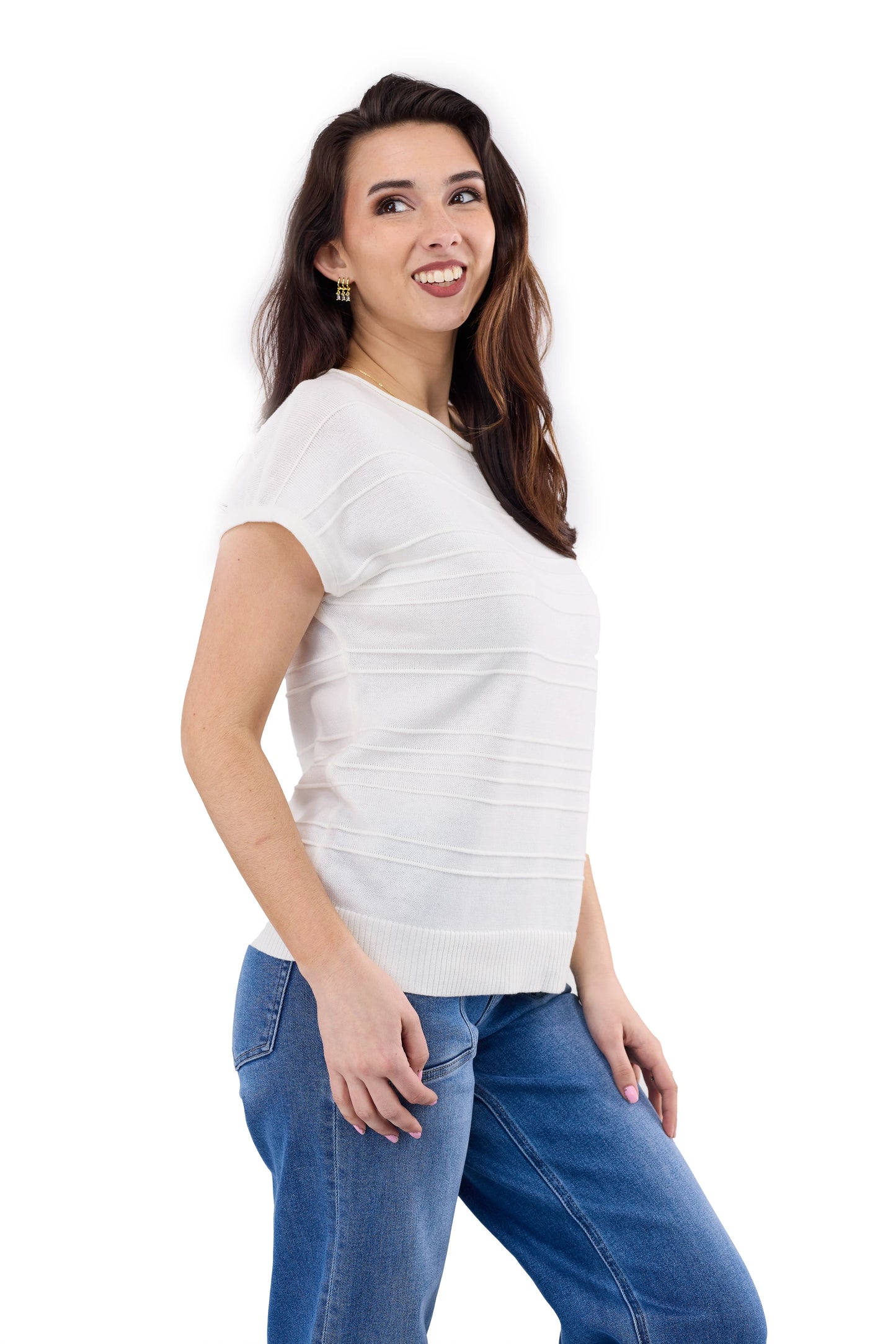 Women's Ribbed Short Sleeve Sweater