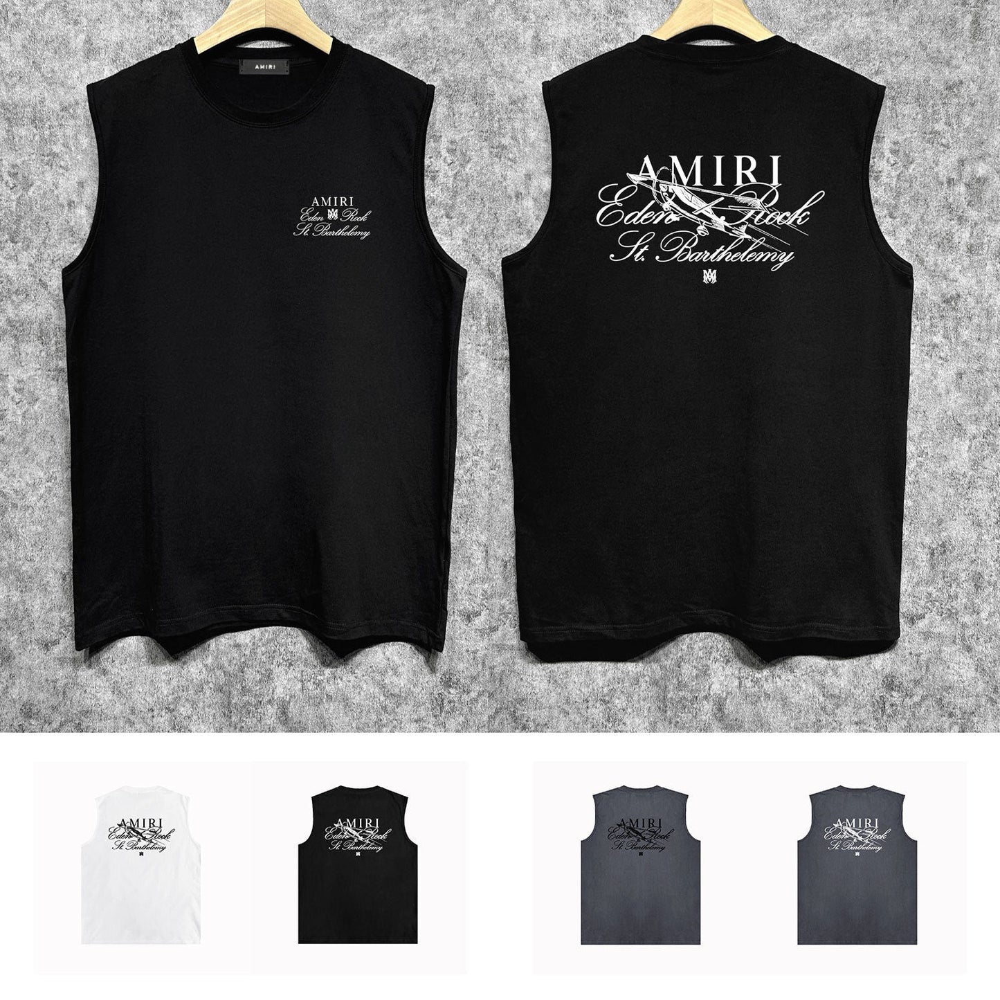 Amiri tank top sketch airplane letterprinting