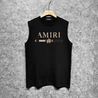 Amiri tank top with damaged letter horizontal stripesprinting