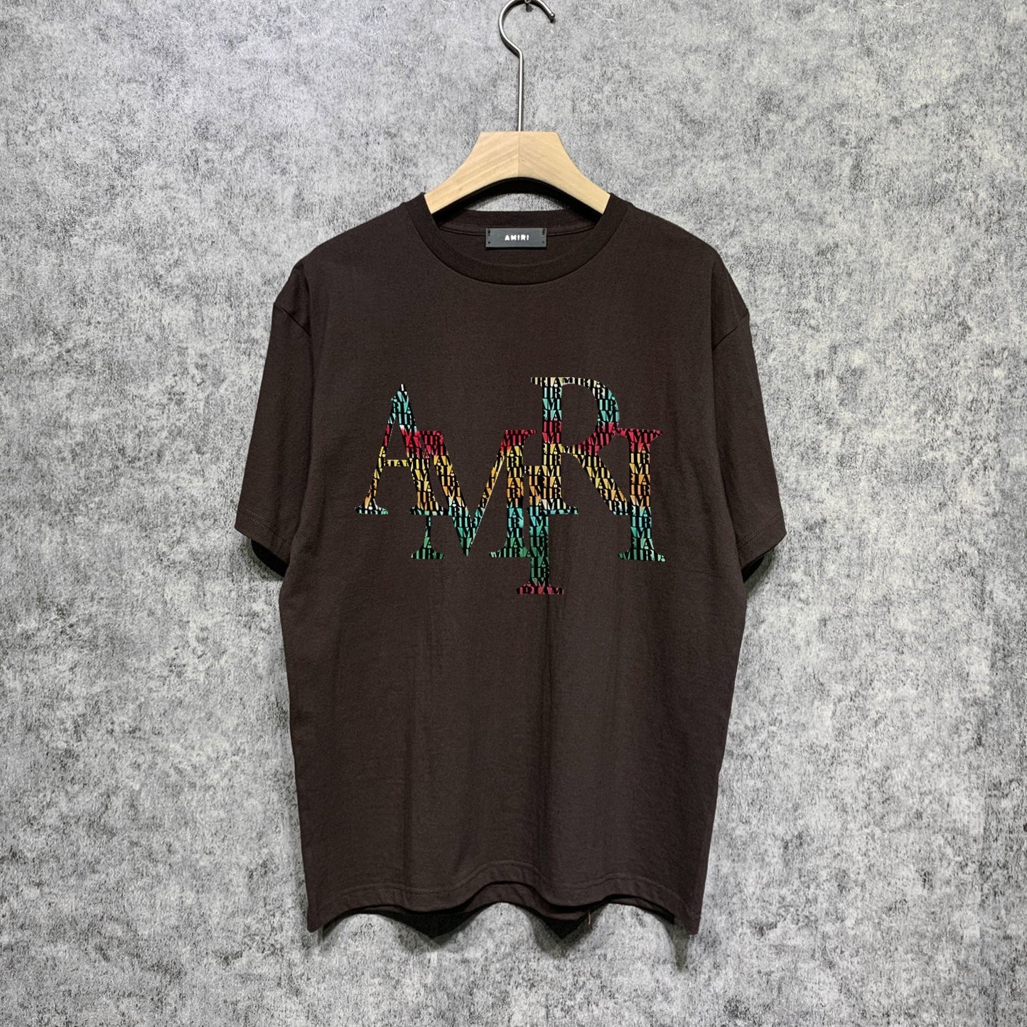Amiri t shirts rainbow letter printing short sleeve
