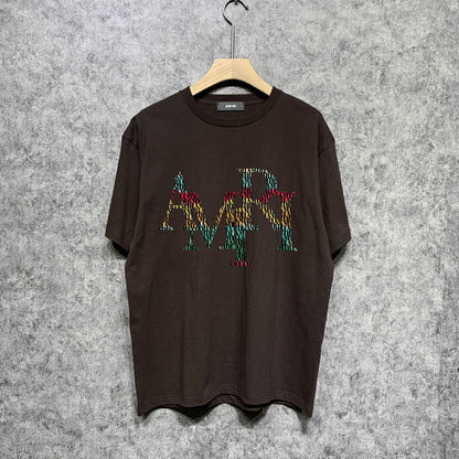 Amiri t shirts rainbow letter printing short sleeve