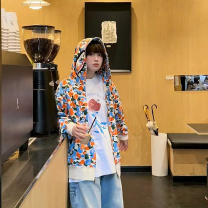 Bathing Ape Hoodie Indonesia City Limited Camo Shark Hooded Cardigan Sweater Jacket