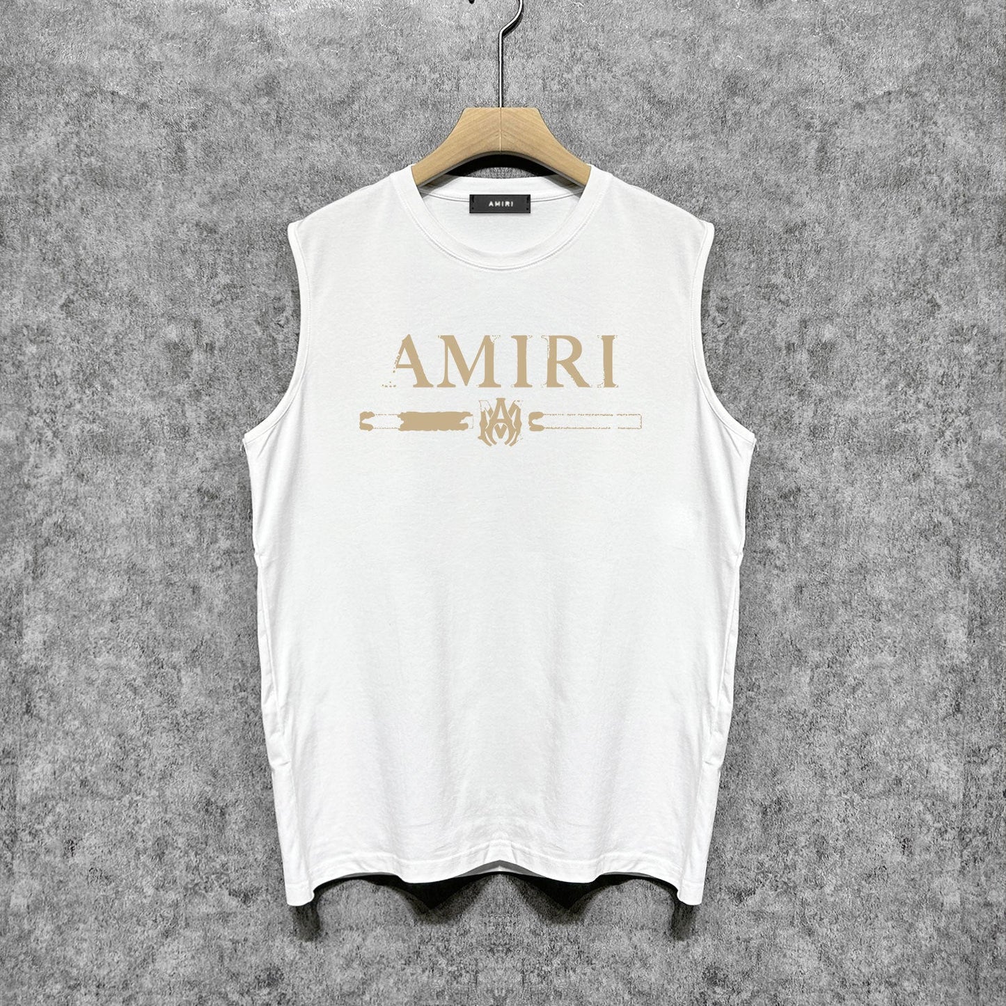 Amiri tank top with damaged letter horizontal stripesprinting
