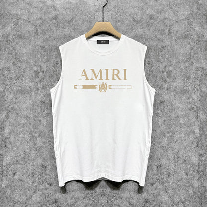 Amiri tank top with damaged letter horizontal stripesprinting