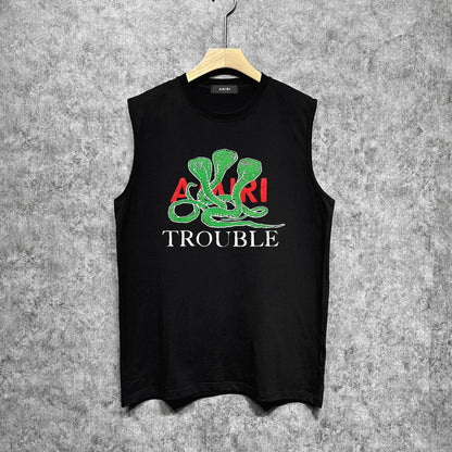 Amiri tank top cartoon colorful snake printing