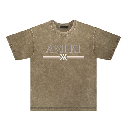 Amiri Washed Distressed T Shirt Printed Trendy Pure Cotton
