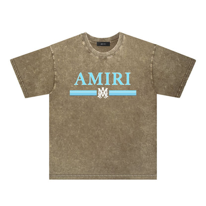 Amiri Washed Distressed T Shirt Printed Trendy Pure Cotton