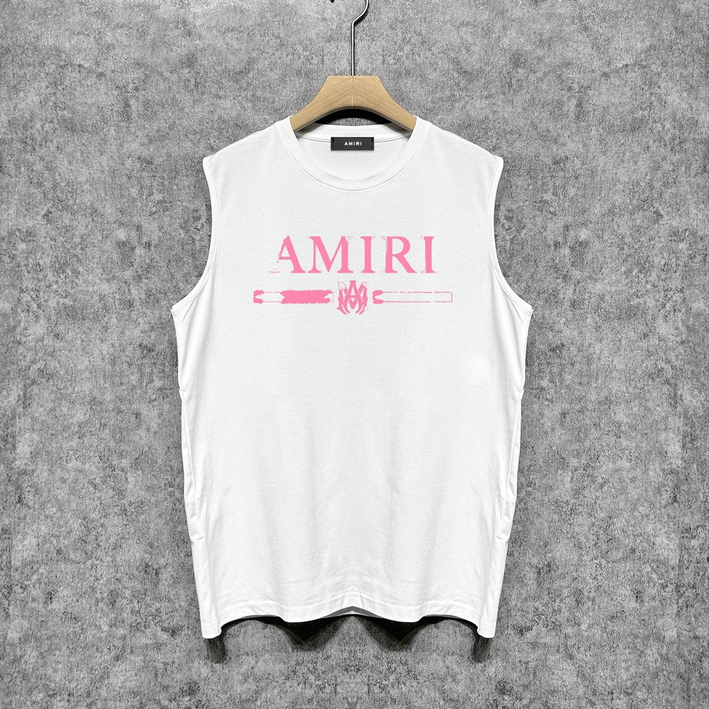 Amiri tank top with damaged letter horizontal stripesprinting