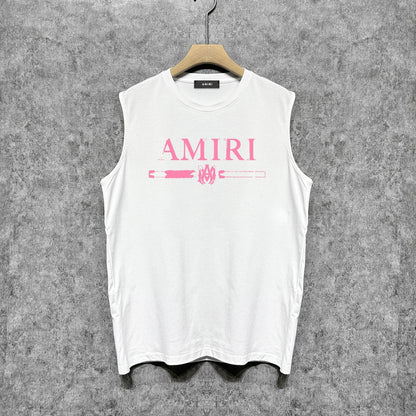 Amiri tank top with damaged letter horizontal stripesprinting