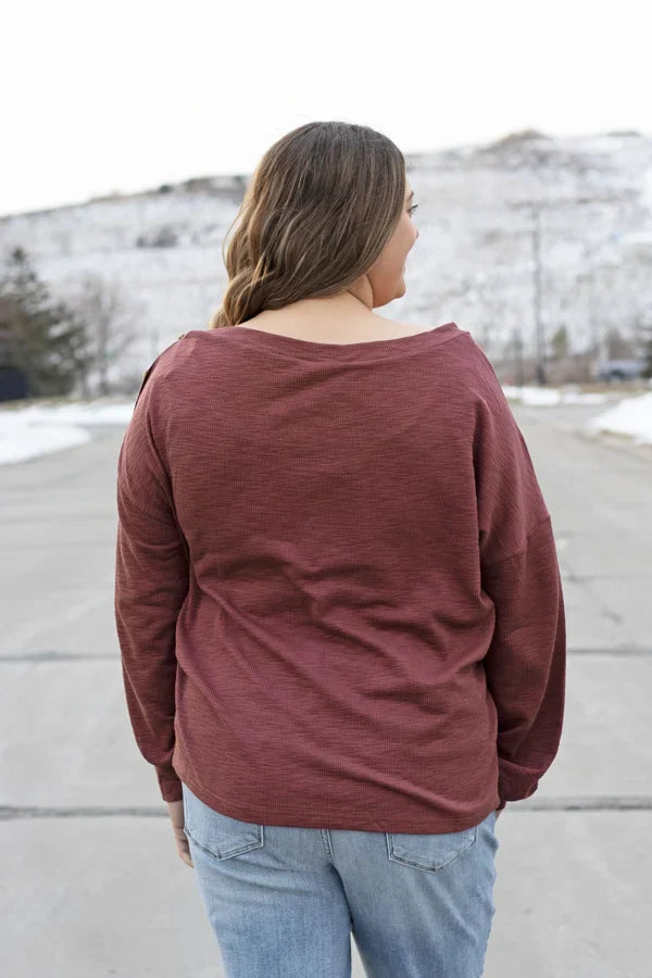 To The Side Women's Relaxed Ribbed Long Sleeve Top