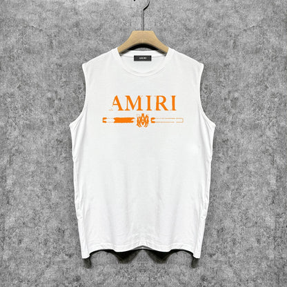 Amiri tank top with damaged letter horizontal stripesprinting