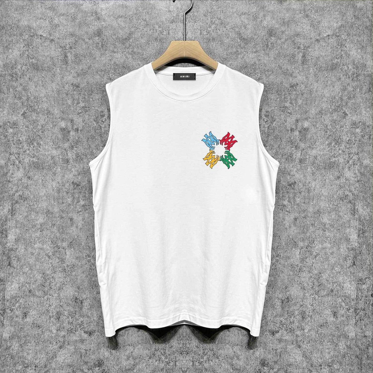 Amiri tank top color block simple logo set printing