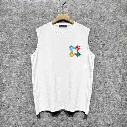 Amiri tank top color block simple logo set printing