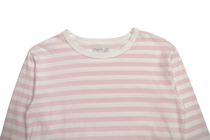 agnes b. border L/S (pink&white)