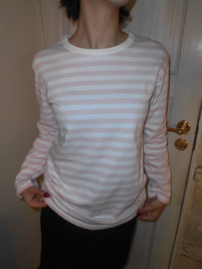 agnes b. border L/S (pink&white)