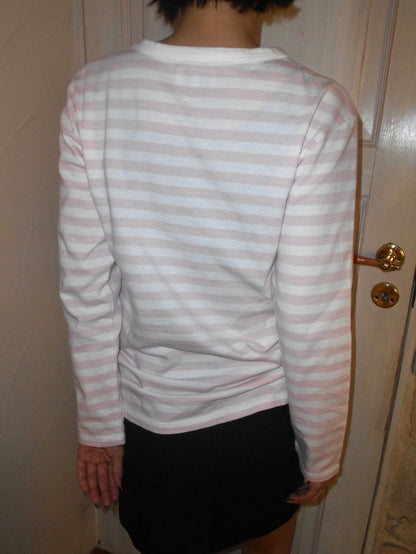 agnes b. border L/S (pink&white)