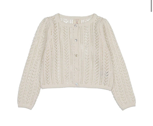 Analogie Girls Pointelle Cardigan - Cream